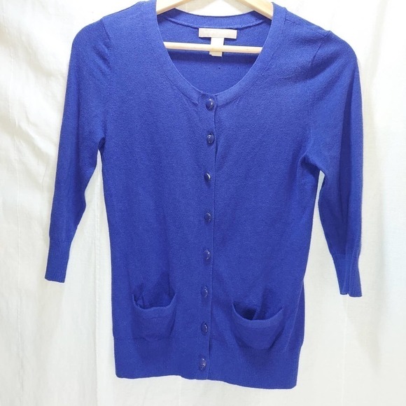 BANANA Republic Blue Cardigan Sweater, Button Front, 3/4 Sleeves, XS - Picture 1 of 8